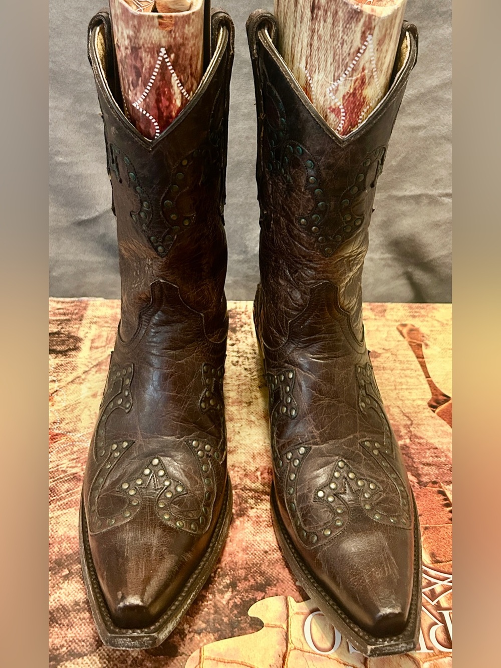 Old Gringo Yippee Ki Yay Western Studded Brown Leather Cowboy Boots
